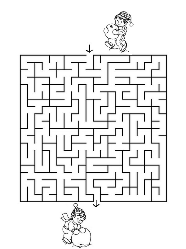 Coloriage Labyrinthe hiver