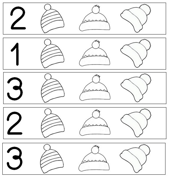 Coloring page Colour in the indicated number of hats