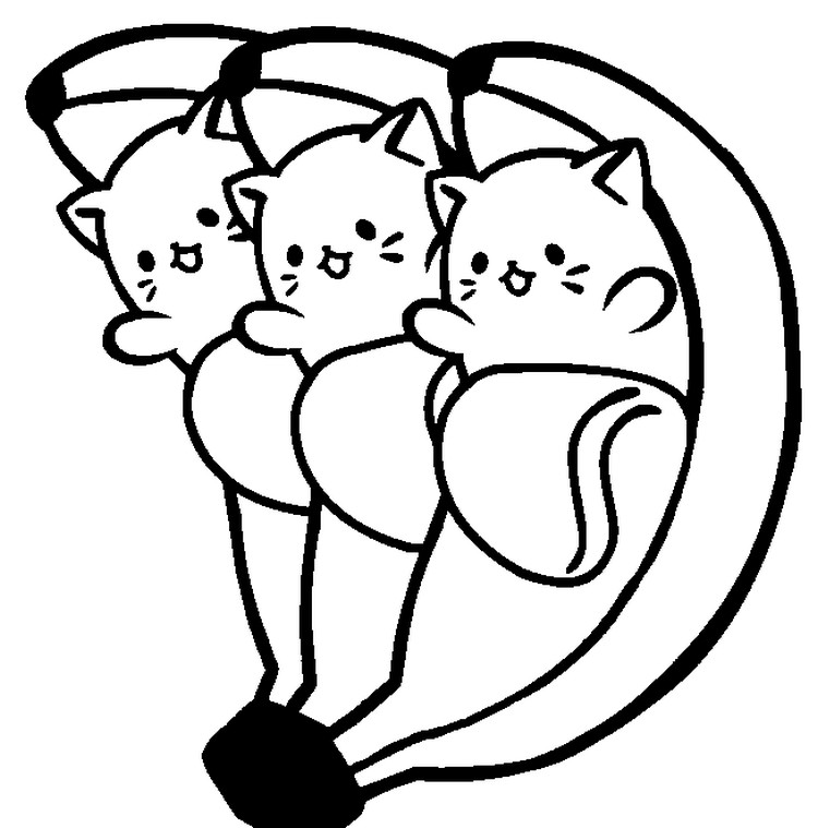 Coloriage 3 petits chats Bananya