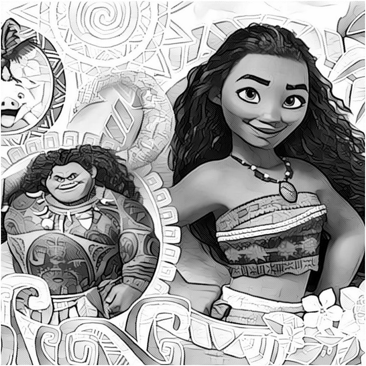 Coloring page Moana and Maui