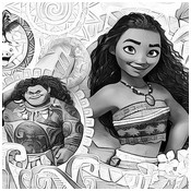 Illustrazione da colorare - Vaiana e Maui - Oceania