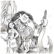 Desenho para colorir Maiu e Moana