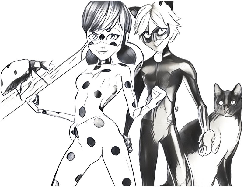Coloriage Ladybug et Chat Noir - Miraculous