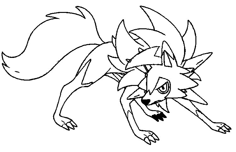 Dibujo para colorear Lycanroc Forma crepuscular