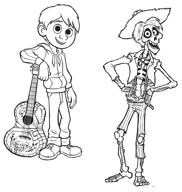 Dibujo para colorear Coco : Miguel & Hector 2