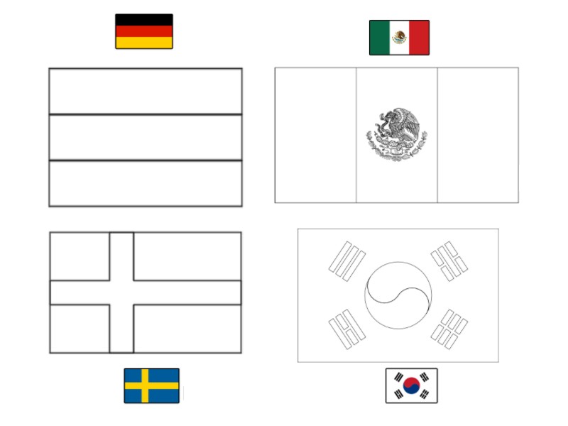 Kleurplaat Groep F: Duitsland - Mexico - Zweden - Zuid-Korea