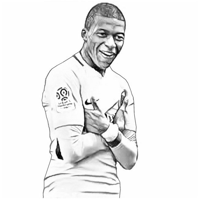 Disegno da colorare Kylian M'Bappe - Francia