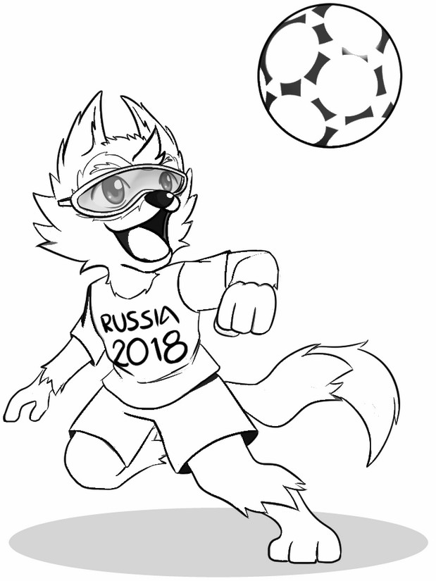 Desenho Para Colorir Futebol Copa Do Mundo Fifa 2018 Mascote Zabivaka Lobo 3