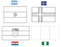 Kleurplaat Groep D: Argentinië - IJsland - Kroatië - Nigeria