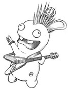 Coloring page Raving Rabbids plays the guitar