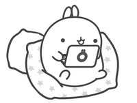 Dibujo para colorear Molang juega con la computadora