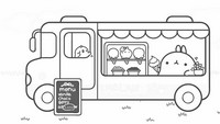 Coloriage Molang vend des glaces