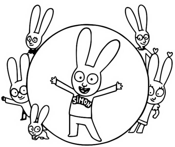 Coloriages la famille lapin 