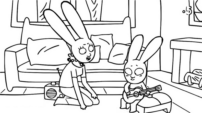 Desenho para colorir Simon toca violão