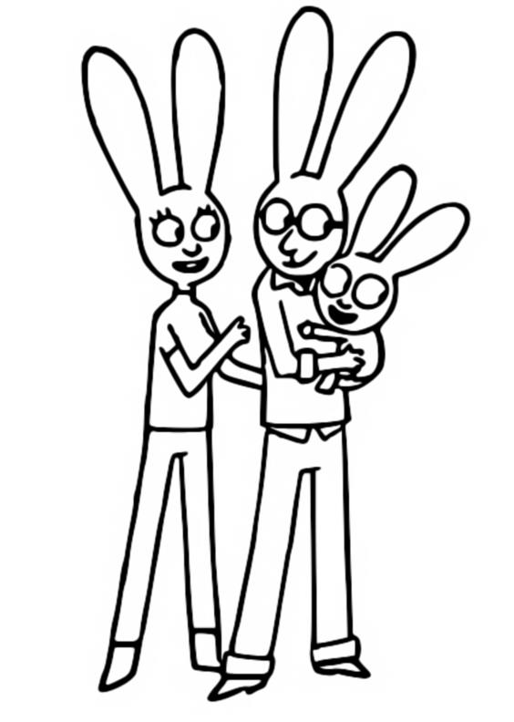 Desenho para colorir Os pais de Simon com Gaspard - Simon Coelhinho