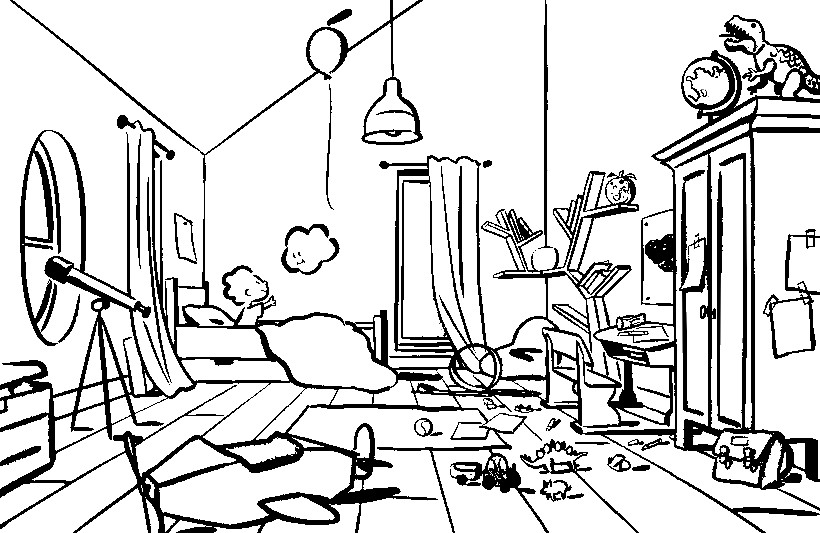 Coloriage Dans la chambre d'oscar