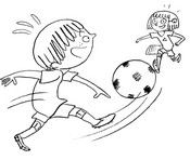 Coloriage Sami et Julie jouent au foot