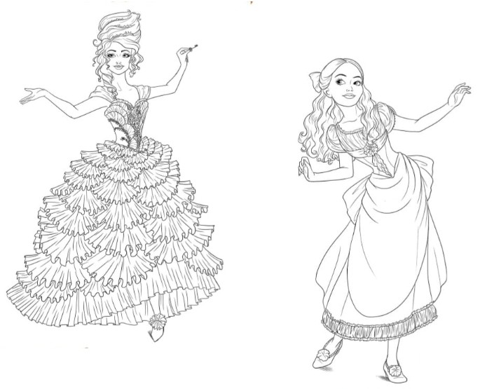 Dibujo para imprimir - Hada de Azúcar, la Reina del Primer Reino de los Dulces y Clara - El Cascanueces y los cuatro reinos