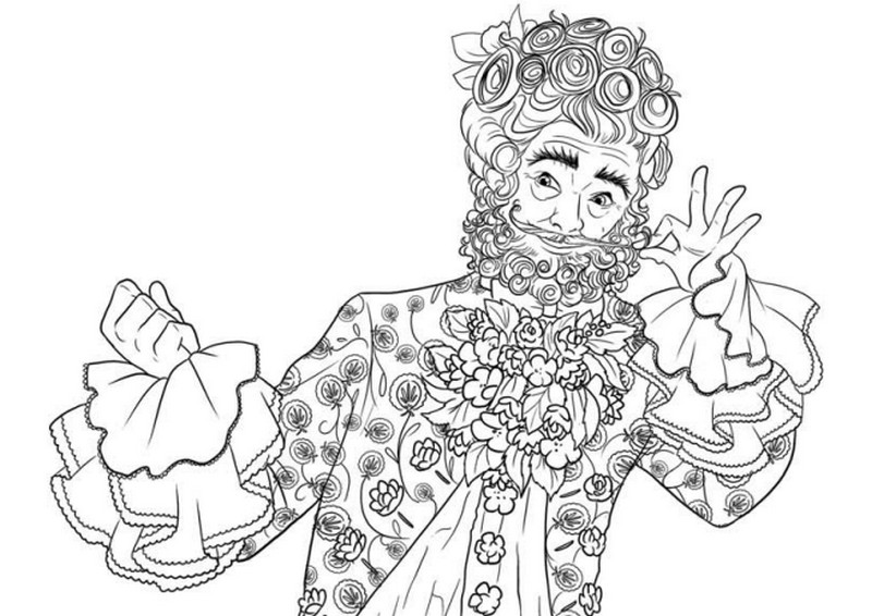 Hoja para colorear - El Rey Espino del Tercer Reino de las Flores - El Cascanueces y los cuatro reinos