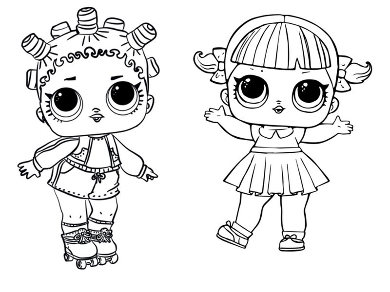 Coloring page LOL Surprise Doll Roller and LOL Surprise Doll Line Dancer