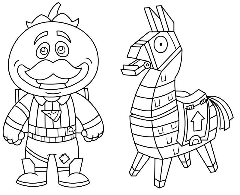 Desenho para colorir Fortnite Mini Tomatohead e Mini Lama 1 Desenho para colorir Fortnite Mini Tomatohead e Mini Lama 1