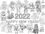 Coloring page Happy new year 2022!