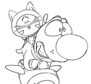 Coloring sheet - Pat the dog and the cat - Pat the dog
