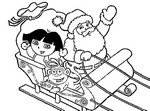 Coloriage Dora sur le traineau du Père Noël