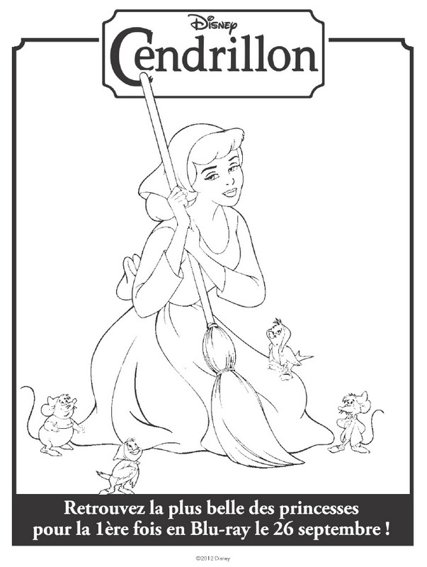 Coloriage Cendrillon et ses amis les animaux