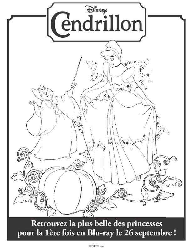 Coloriage Cendrillon se prépare pour le bal