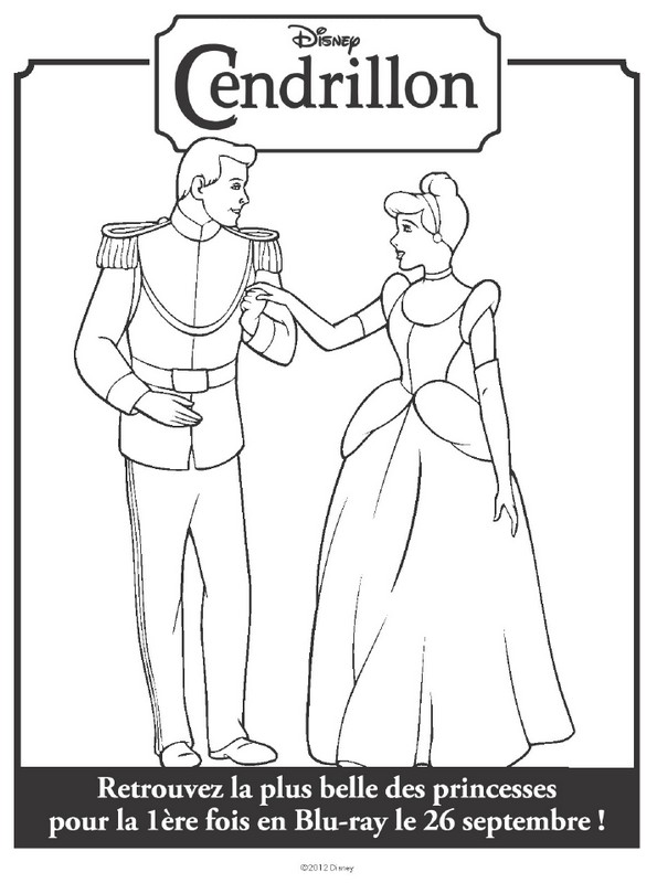 Coloriage Cendrillon et le prince