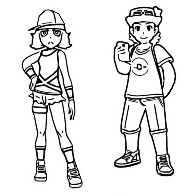 Desenho para colorir Treinadores Pokemon Ultra Sun e Ultra Moon