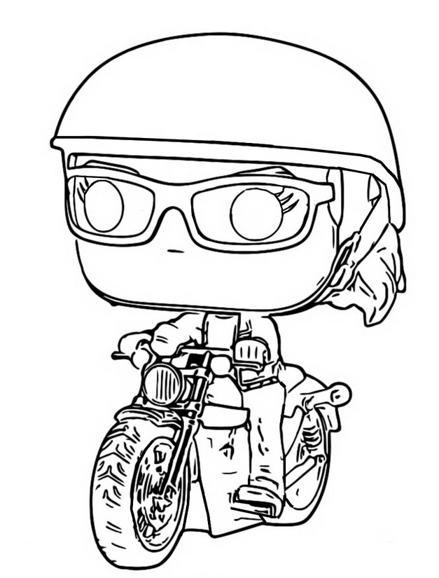 Dibujo para colorear Funko Pop Marvel : Captain Marvel - Carol Danvers on  Motorcycle 8
