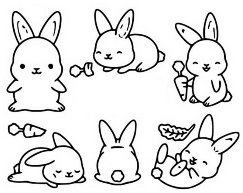 Coloring page Kawaii : Rabbits 13