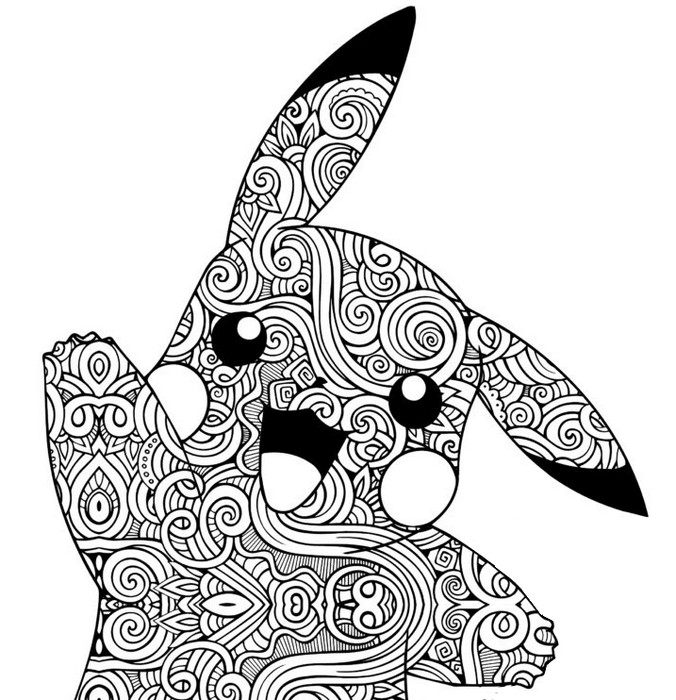 Tulostakaa värityskuvia Zentangle Pikachu