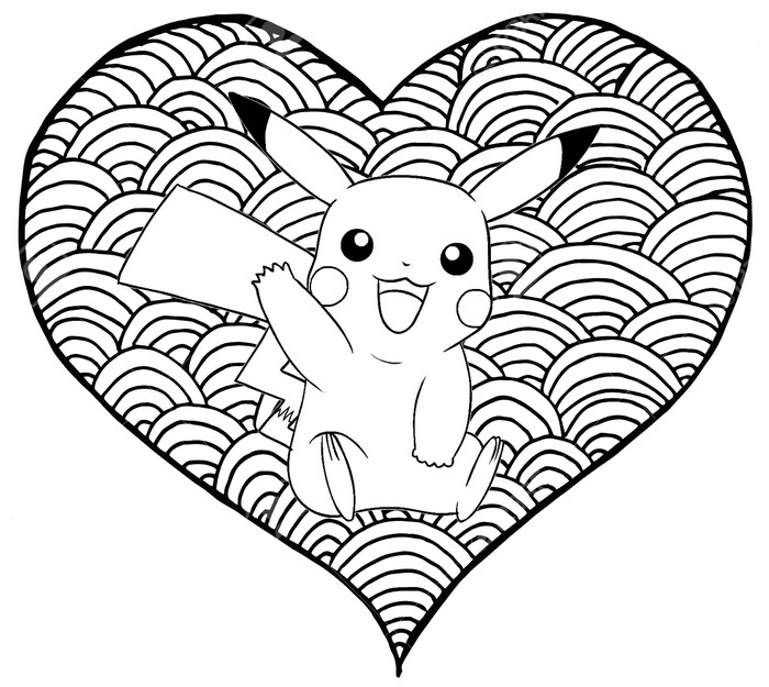 Desenho para colorir Pokémon - São Valentim : Pikachu Coração 7