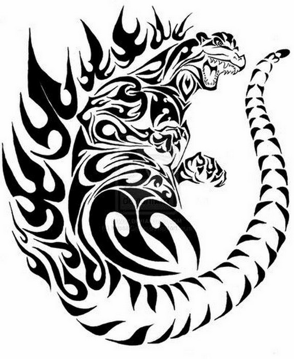 Malebøger Godzilla tatovering