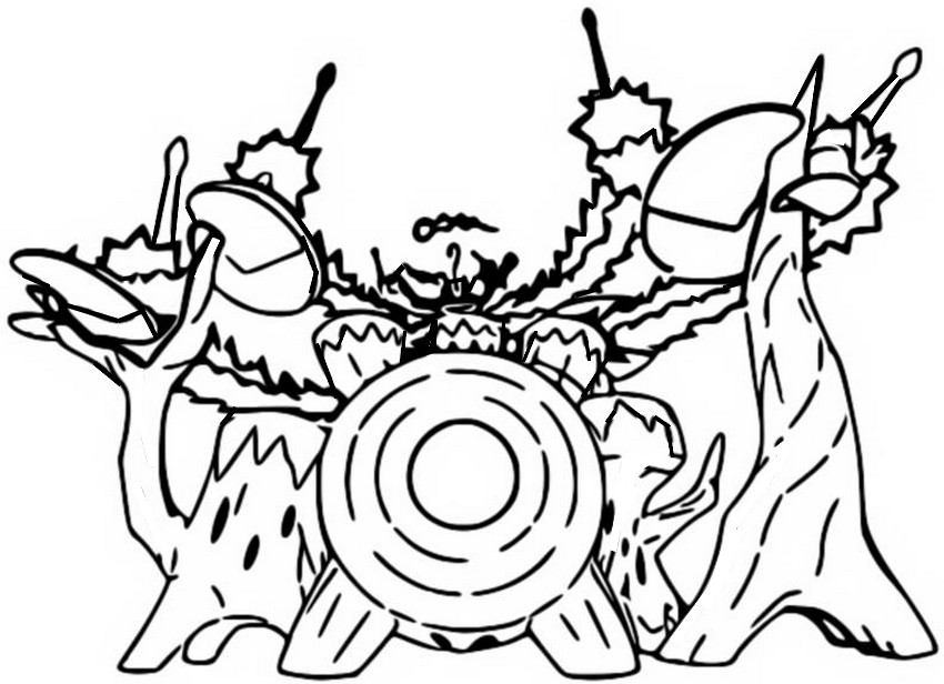 Coloring page Gigantamax Rillaboom - Gigantamax Pokémon. 