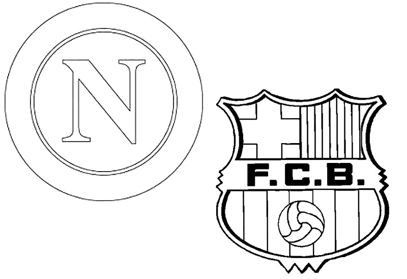 Coloring page Round of 16 :  SSC Napoli - FC Barcelona - UEFA Champions League 2020