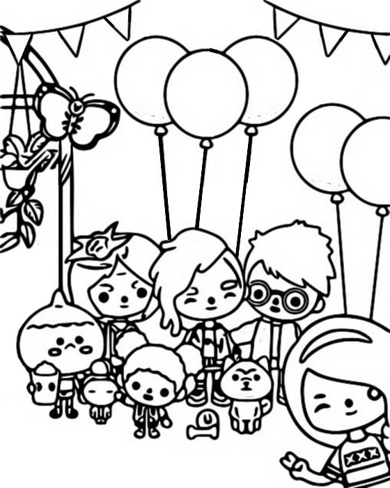 Coloring page Birthday party - Toca Life
