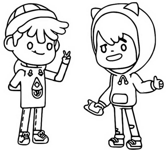 Coloring page Leon and Zeke - Toca Life