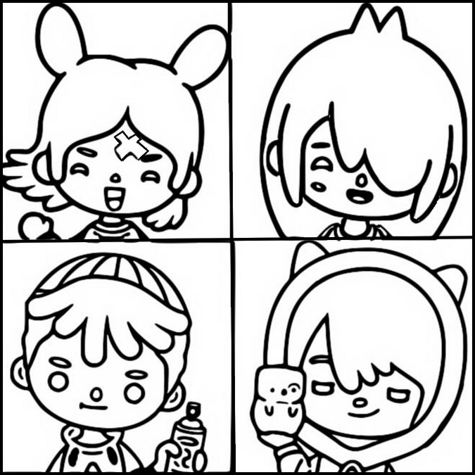 Desenho para colorir Leon, Rita, Nari e Zeke