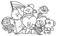 Kleurplaat om te downloaden - Halloween - BT21
