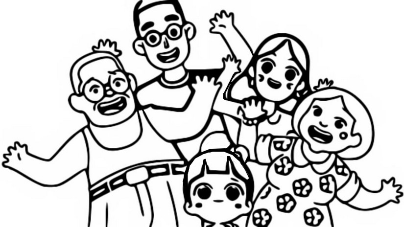 Coloring page With the family