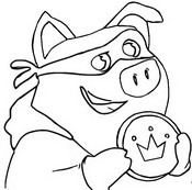 Coloriage Le cochon avec une pièce d'or