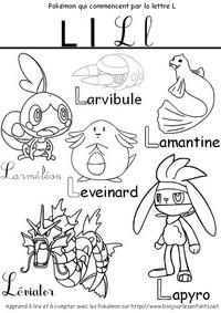 Coloriage Les Pokémon qui commencent par L: Léviator, Leveinard, Lapyro,...