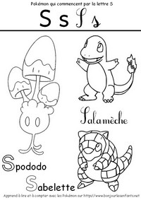 Coloriage Les Pokémon qui commencent par S: Spododo, Salamèche, Sabelette