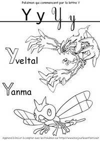 Coloriage Les Pokémon qui commencent par Y: Yveltal, Yanma