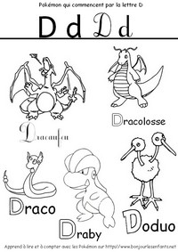 Coloriage Les Pokémon qui commencent par D: Dracaufeu, Dracolosse, Draco, Draby,...