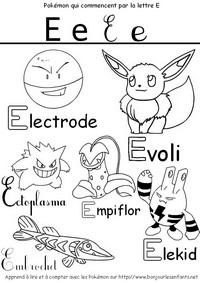 Coloriage Les Pokémon qui commencent par E: Electrode, Evoli, Ectoplasma, Elekid,...